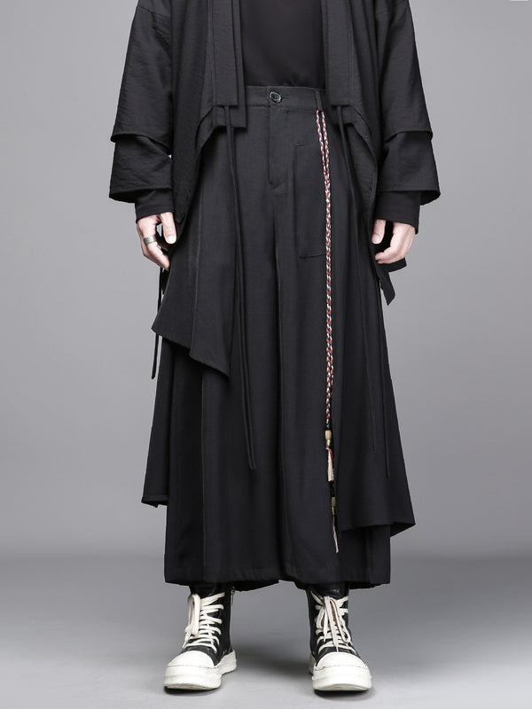 Asymmetric Wide-Leg Cropped Trousers