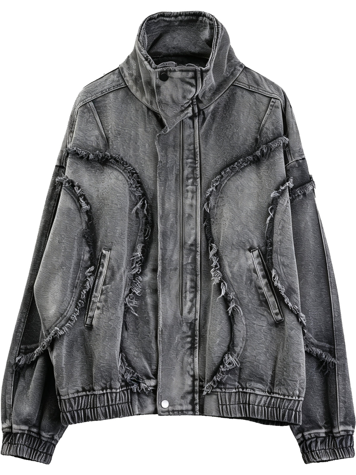 Distressed Patchwork Washed Denim Jacket
