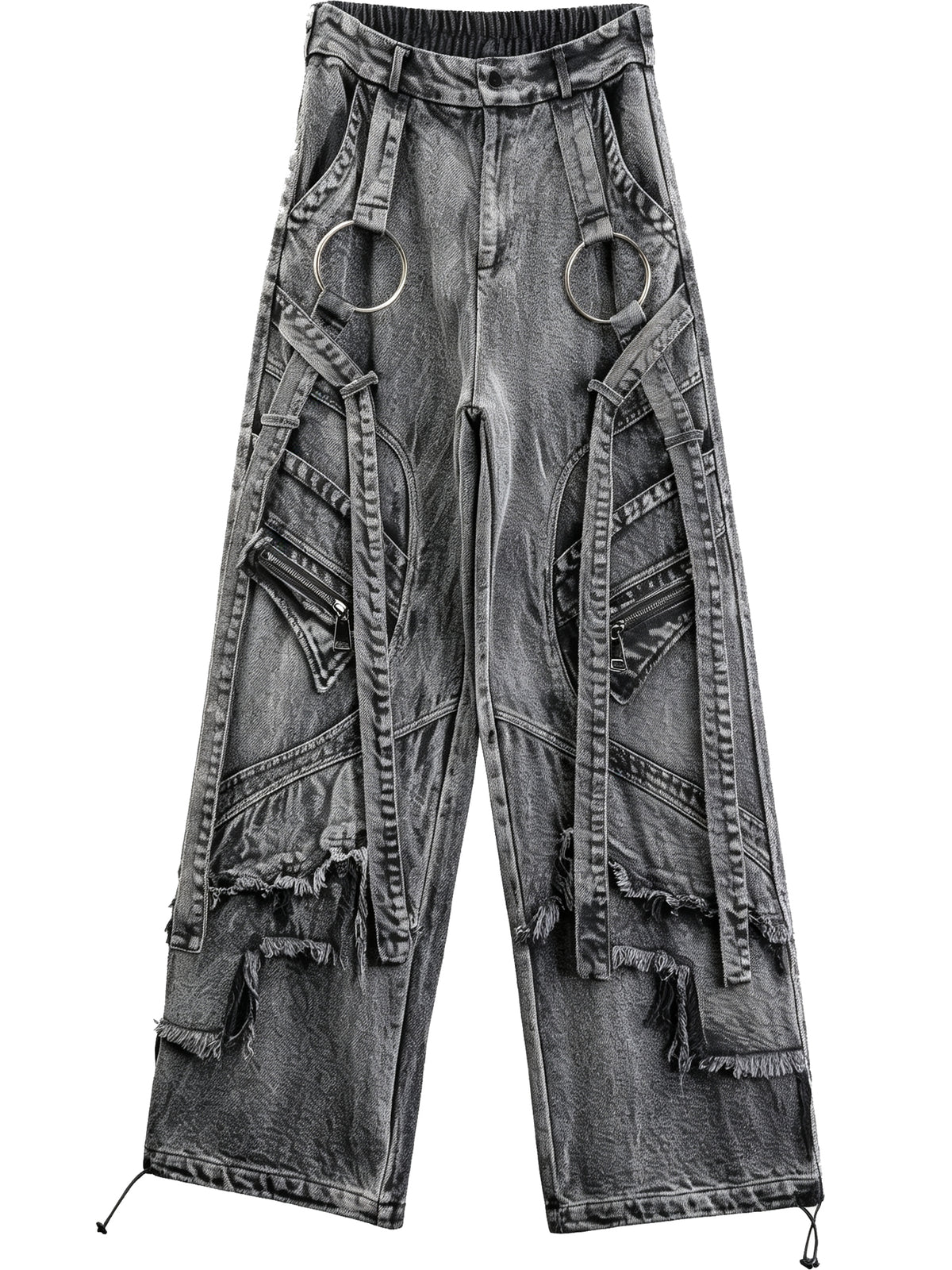 Distressed Fringe-Hem Jeans