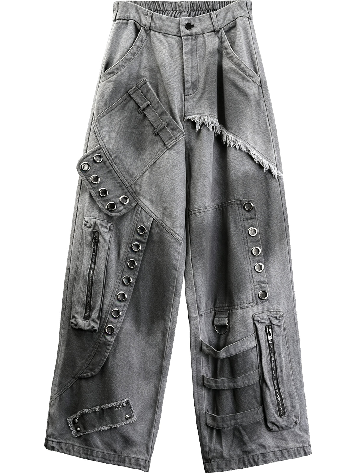 Distressed Workwear Wide-Leg Jeans
