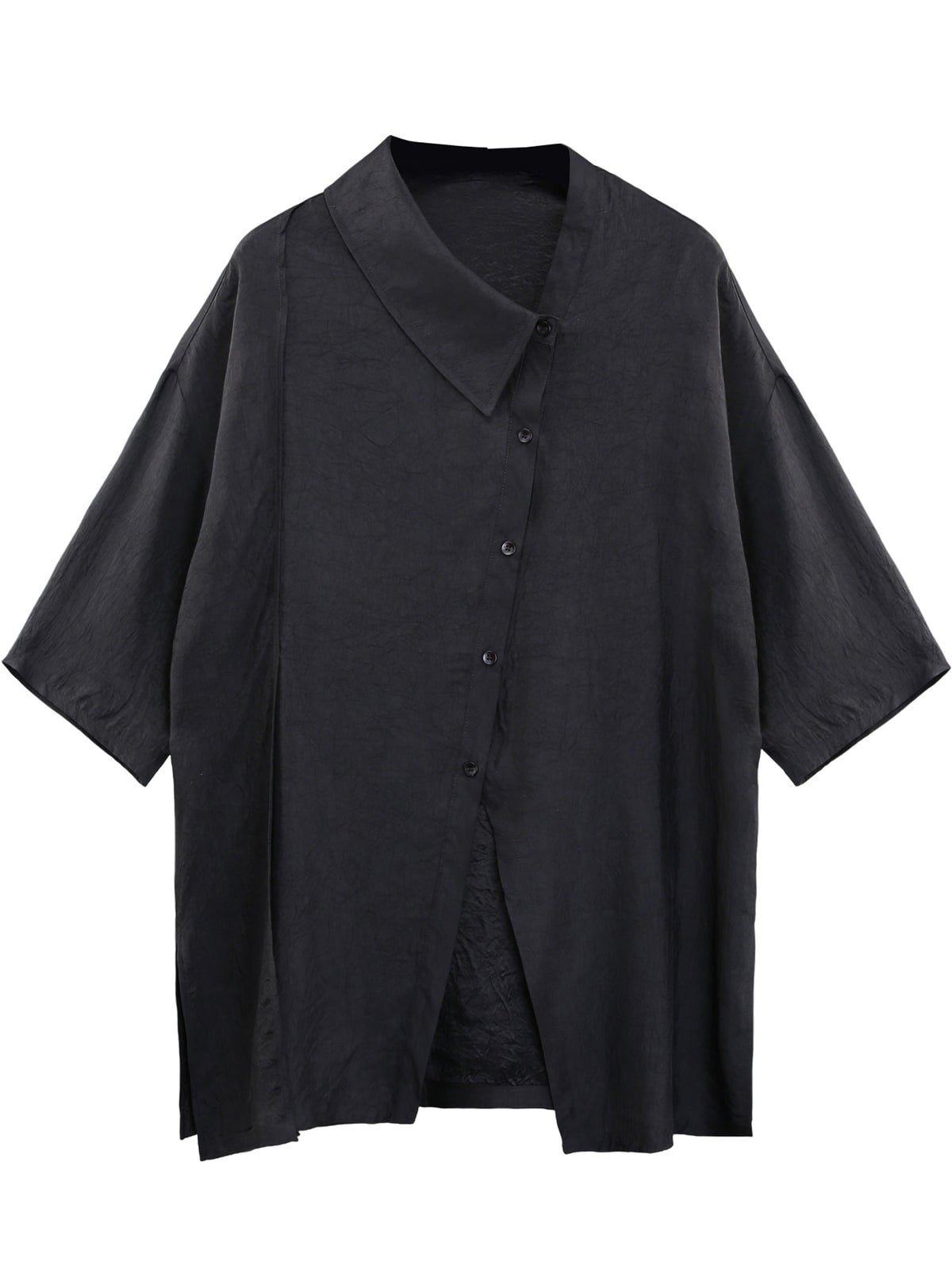 Asymmetric Acetate Half-Sleeve Shirt