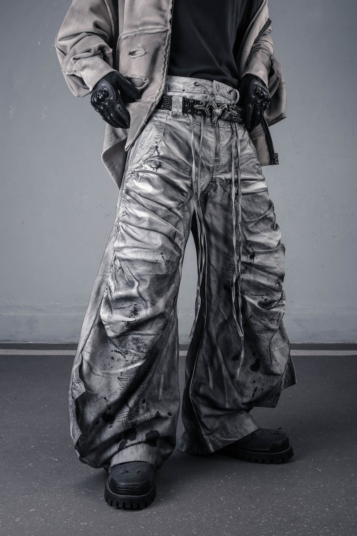 The Deconstructed Double-Waist Splatter Denim