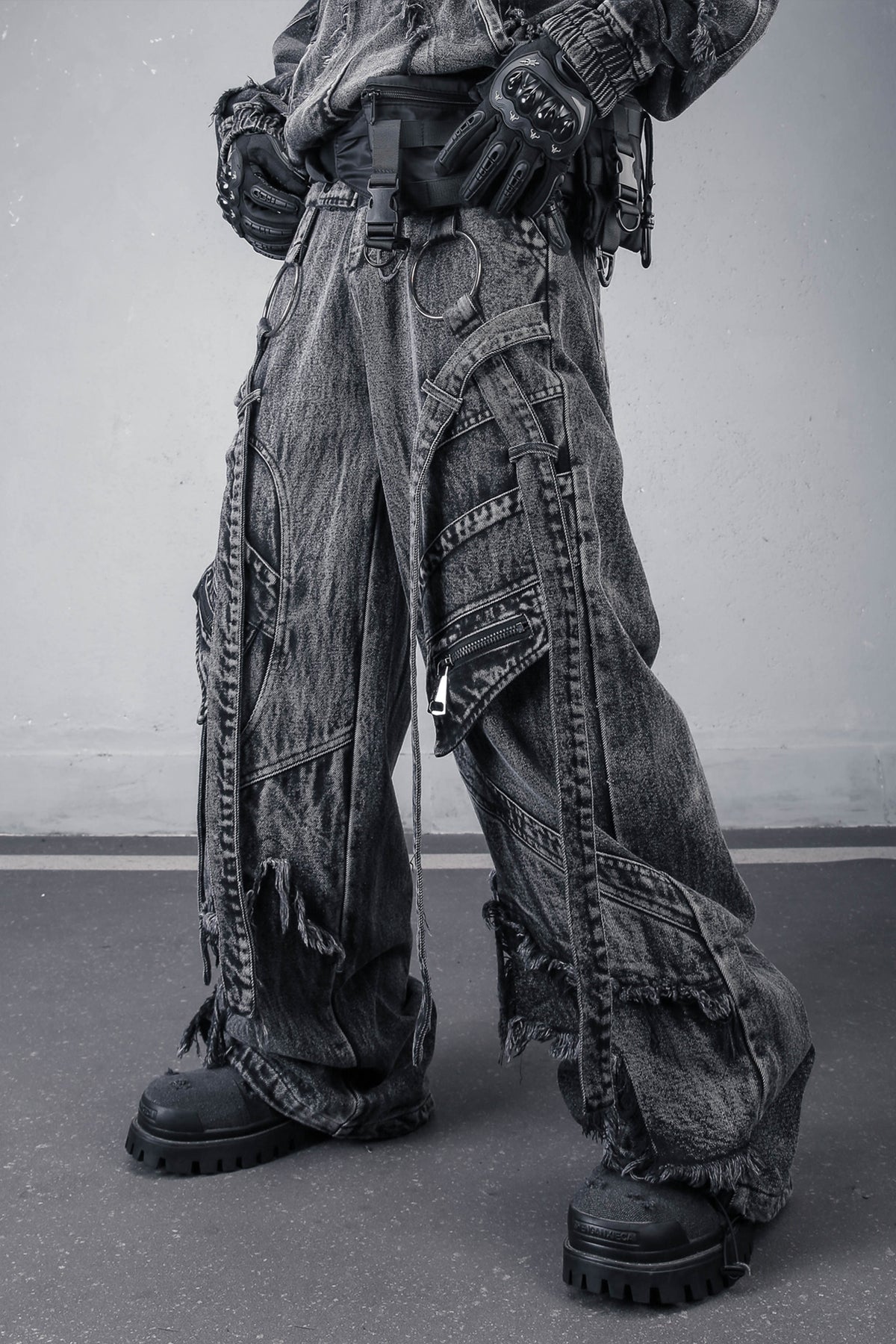 Distressed Fringe-Hem Jeans