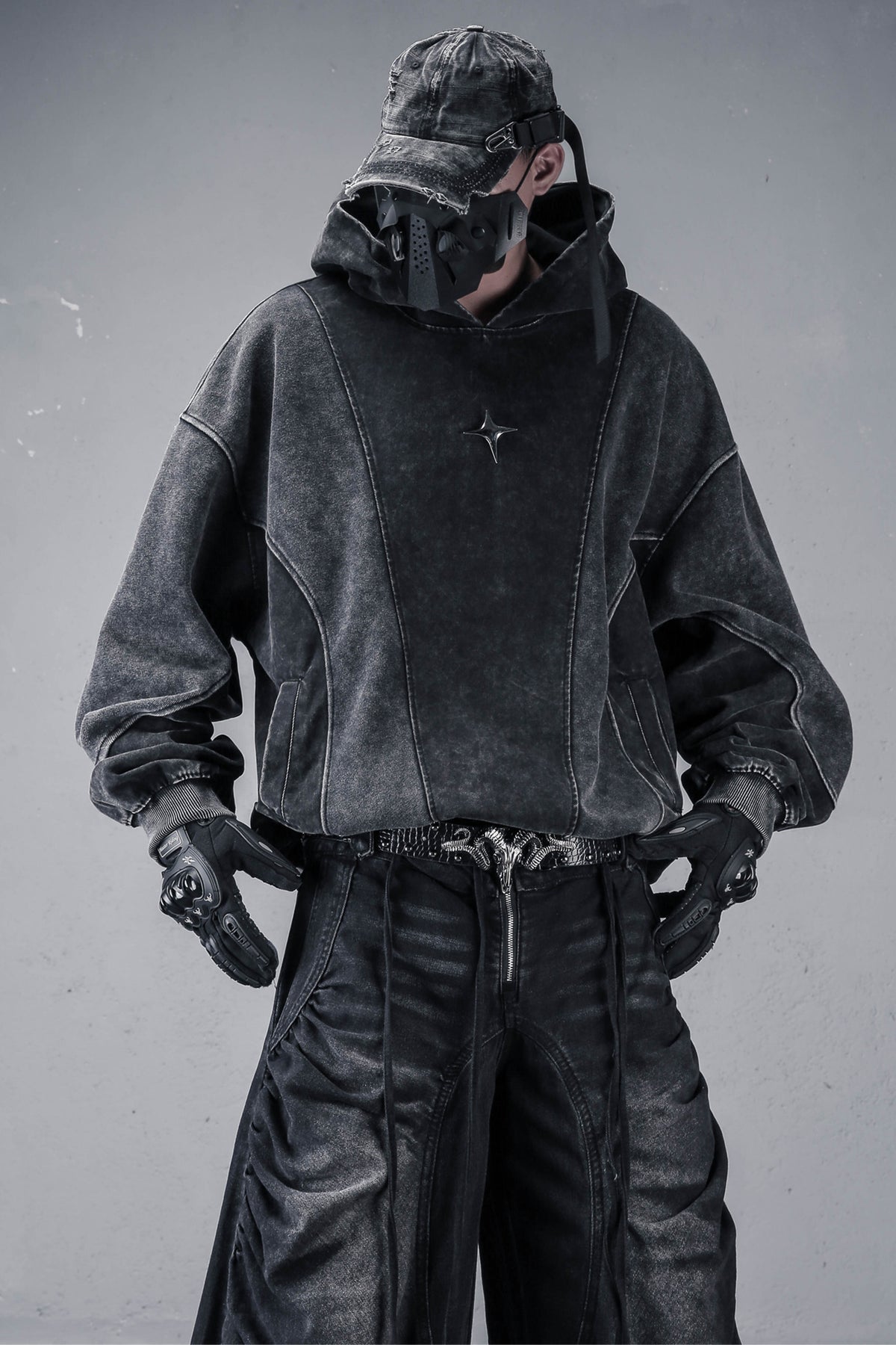Deconstructed Patchwork Hooded Sweatshirt
