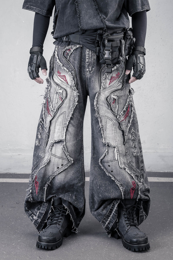 Wasteland Deconstructed Raw-Edge Distressed Jeans