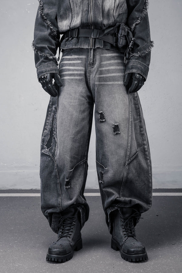 Distressed Washed Streetwear Jeans