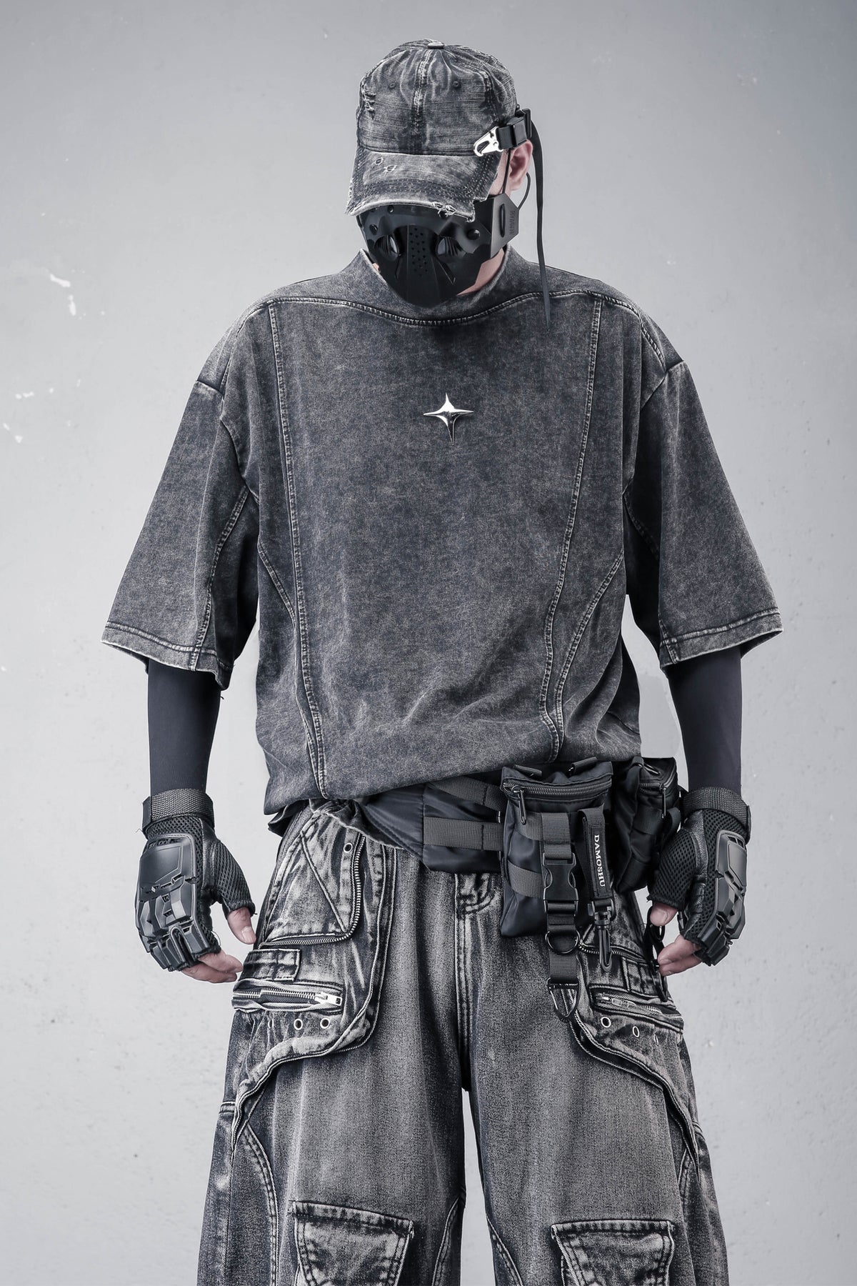 Washed Distressed Patchwork Tee
