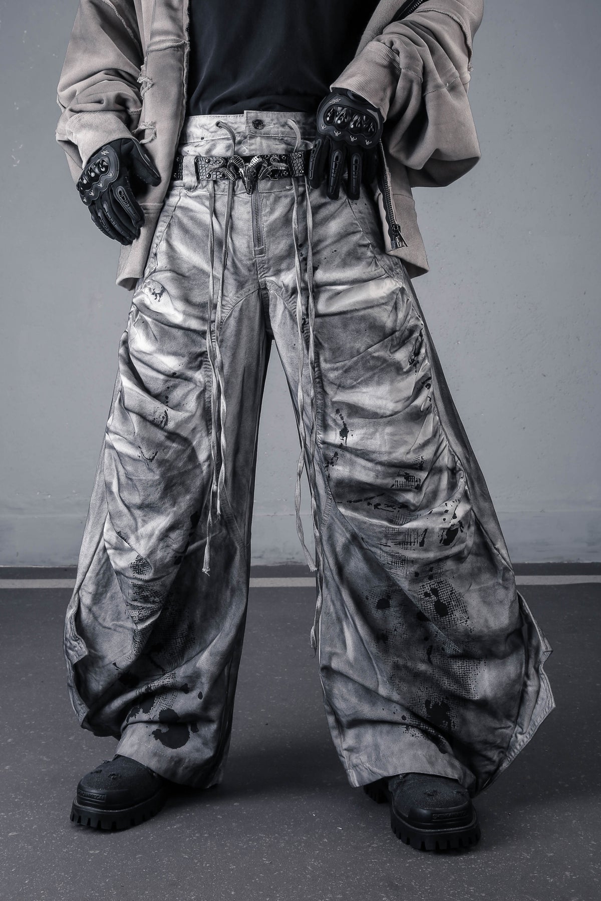 The Deconstructed Double-Waist Splatter Denim