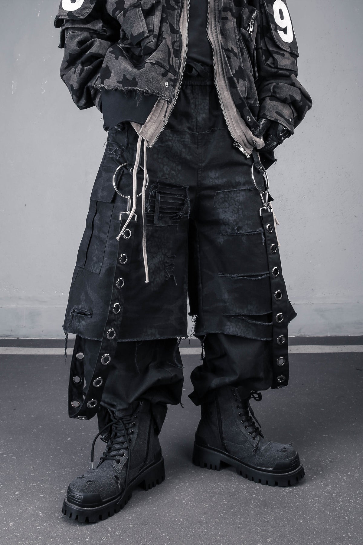 Industrial Fringe Darkwear Jeans