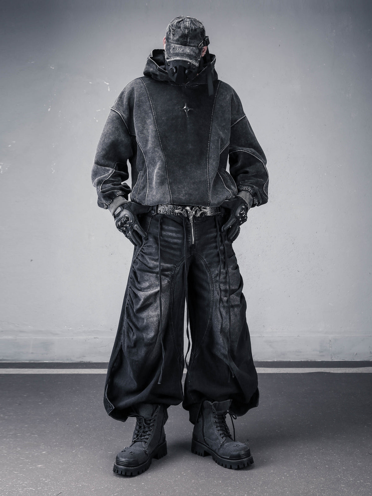 Deconstructed Patchwork Hooded Sweatshirt