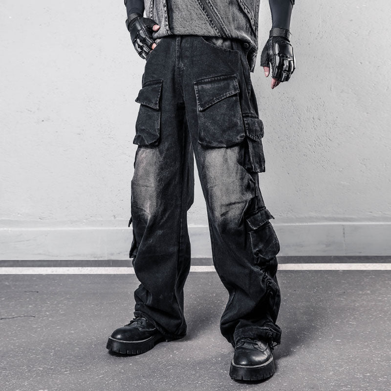 Wasteland Washed Denim Jeans - Distressed Baggy Y2K Pants
