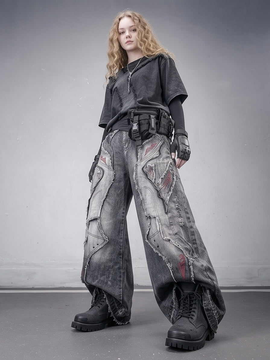 Wasteland Deconstructed Raw-Edge Distressed Jeans