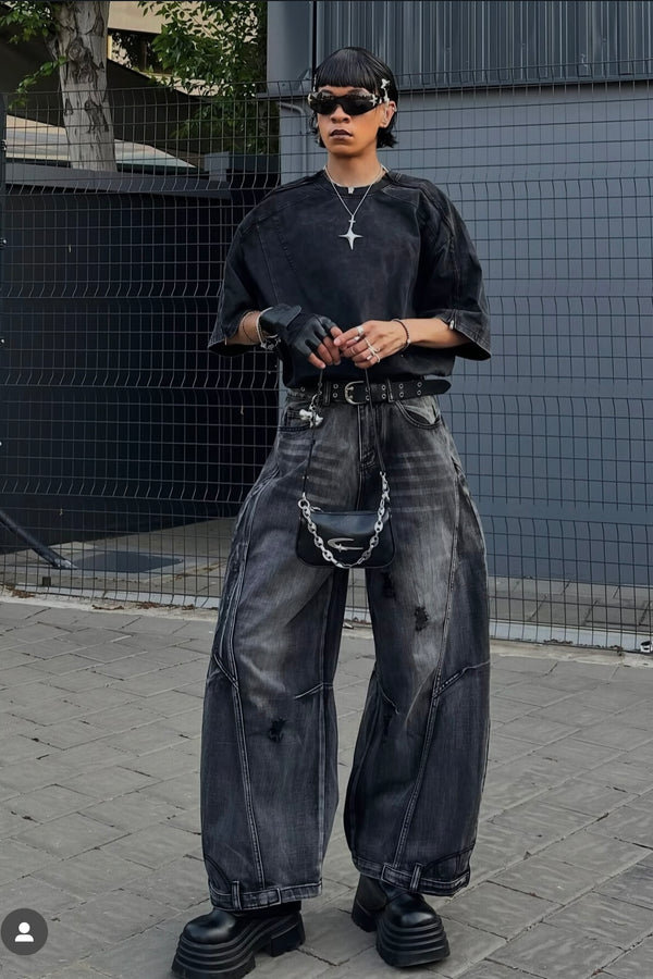 Distressed Washed Streetwear Jeans