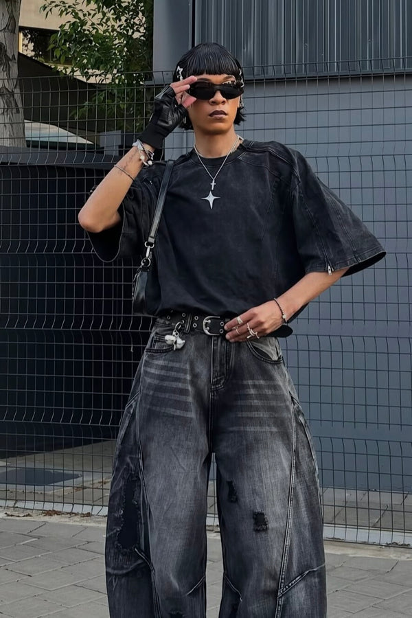 Washed Distressed Dark Tee