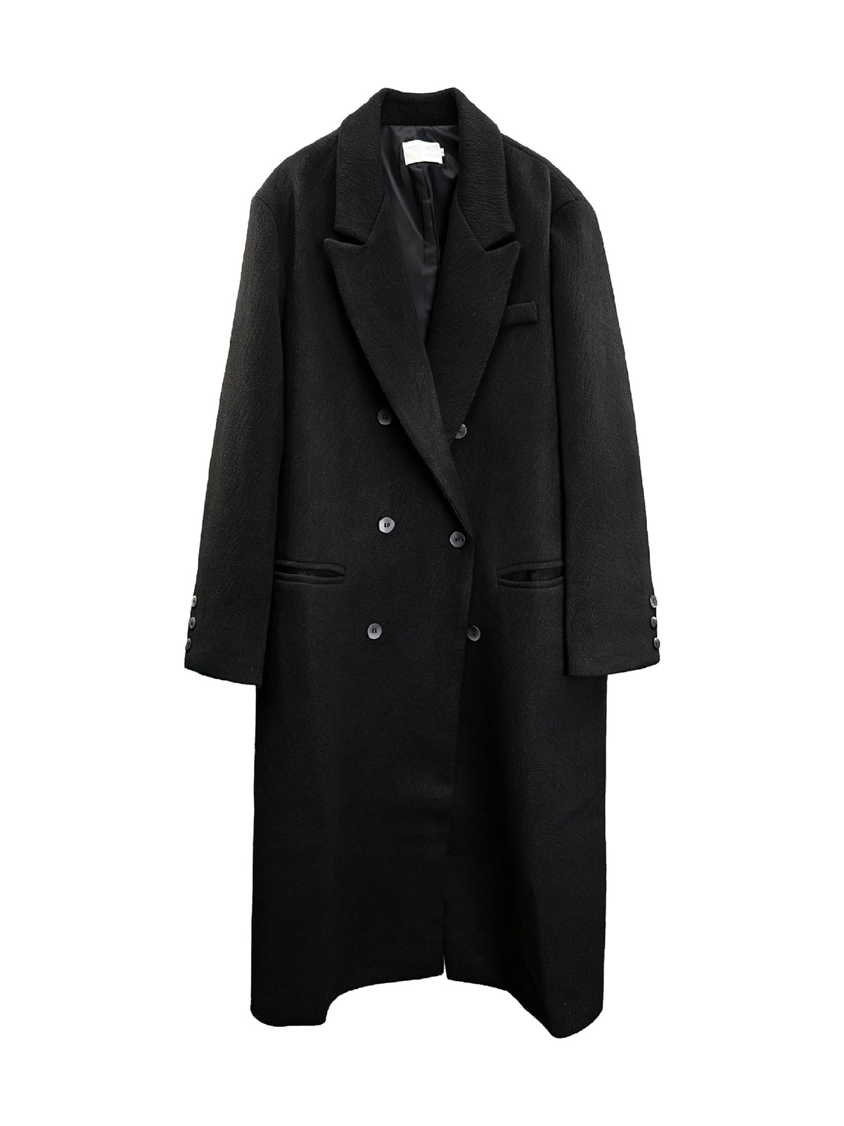 Classic British Double-Breasted Wool Blend Overcoat