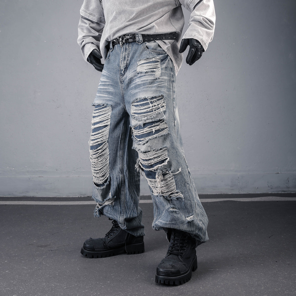 Vintage Washed Destroyed Baggy Jeans