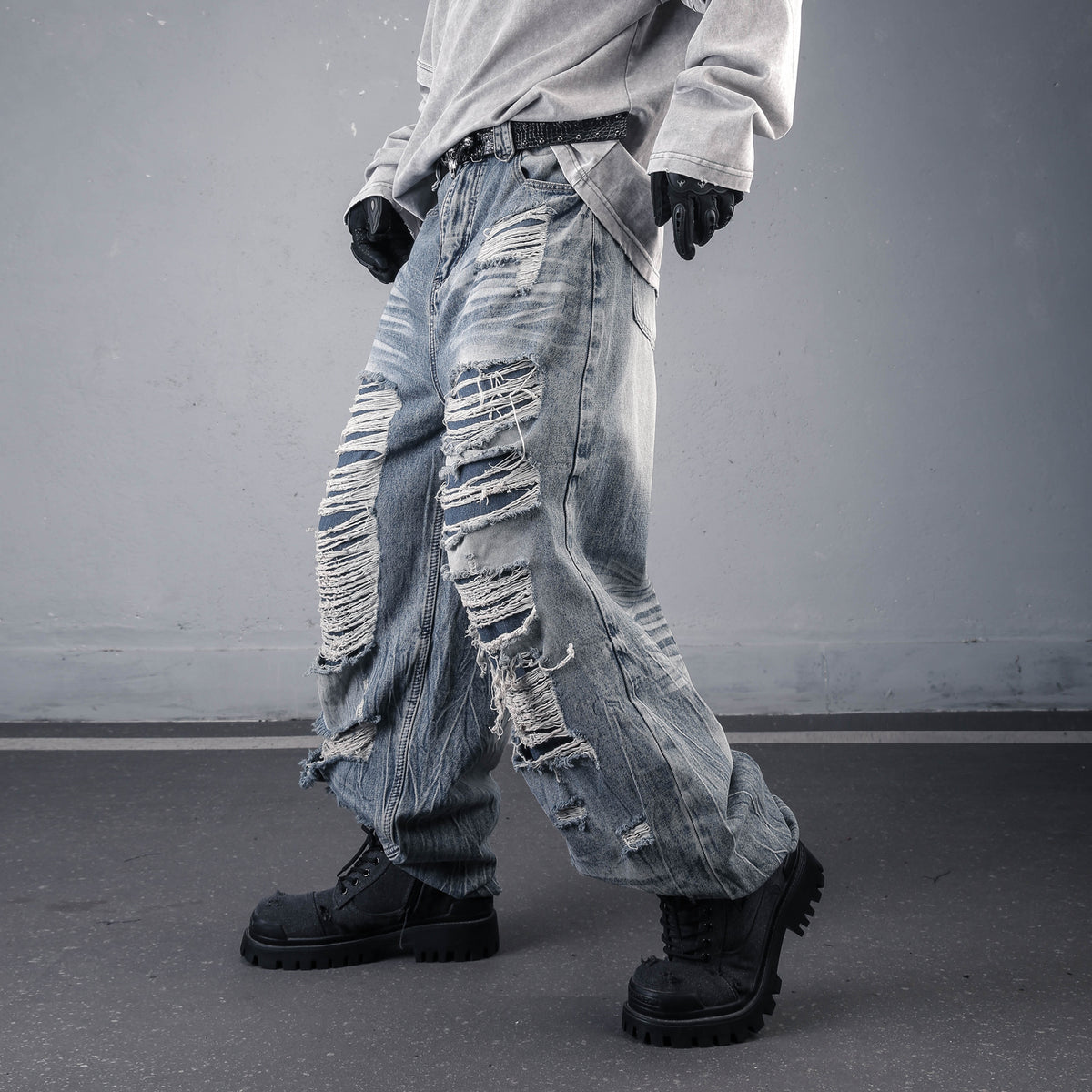 Vintage Washed Destroyed Baggy Jeans