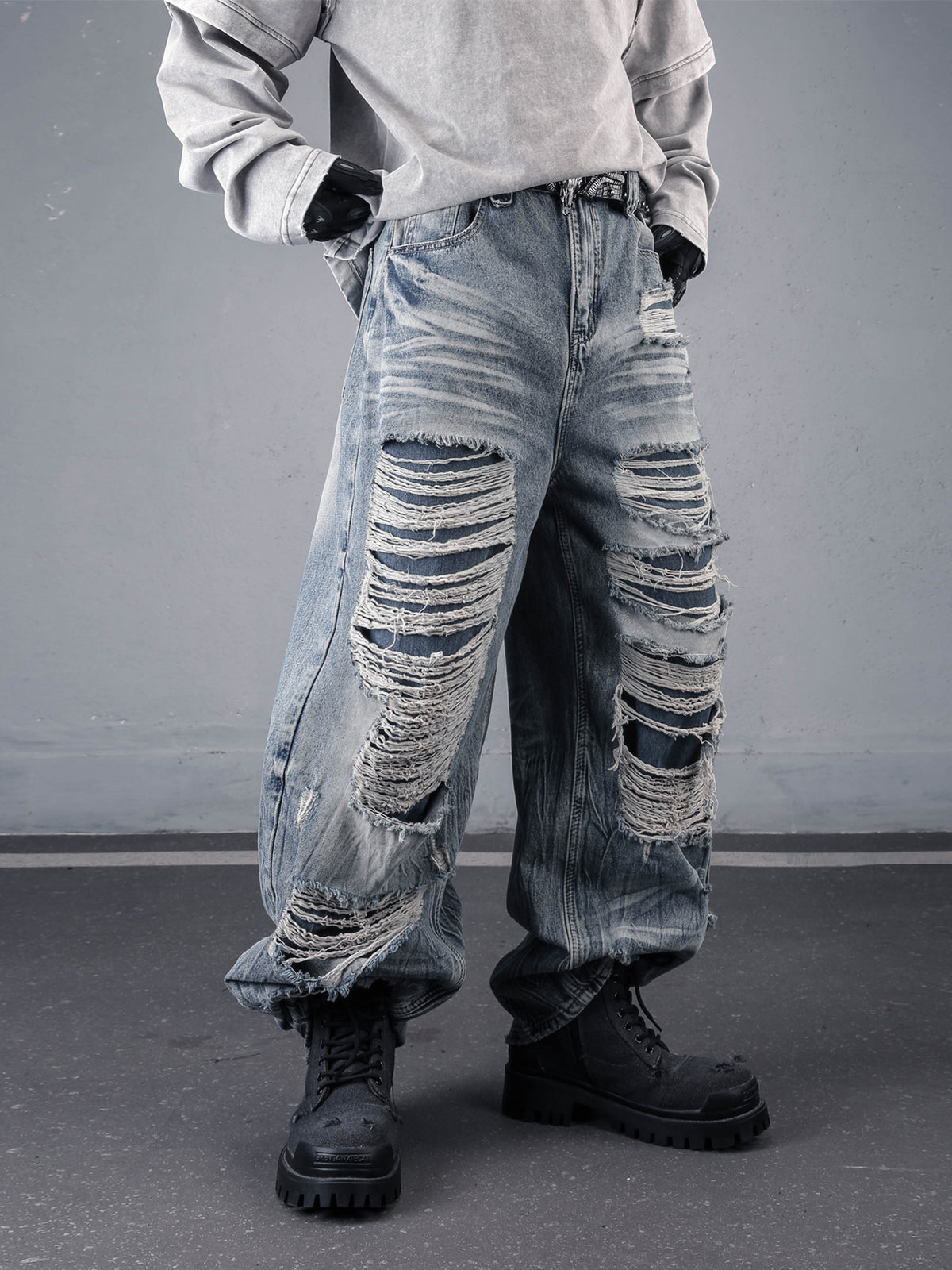 Vintage Washed Destroyed Baggy Jeans