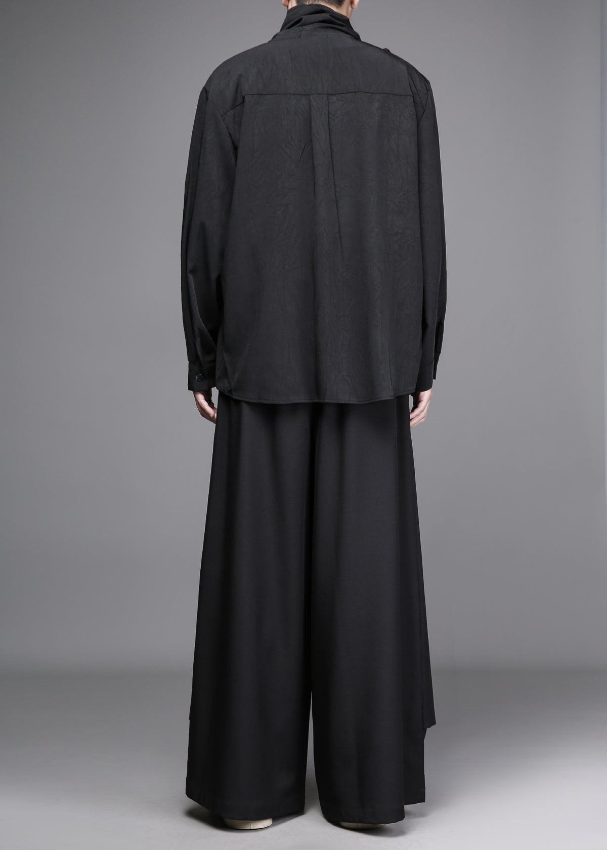 Deconstructed Integrated-Scarf Shirt
