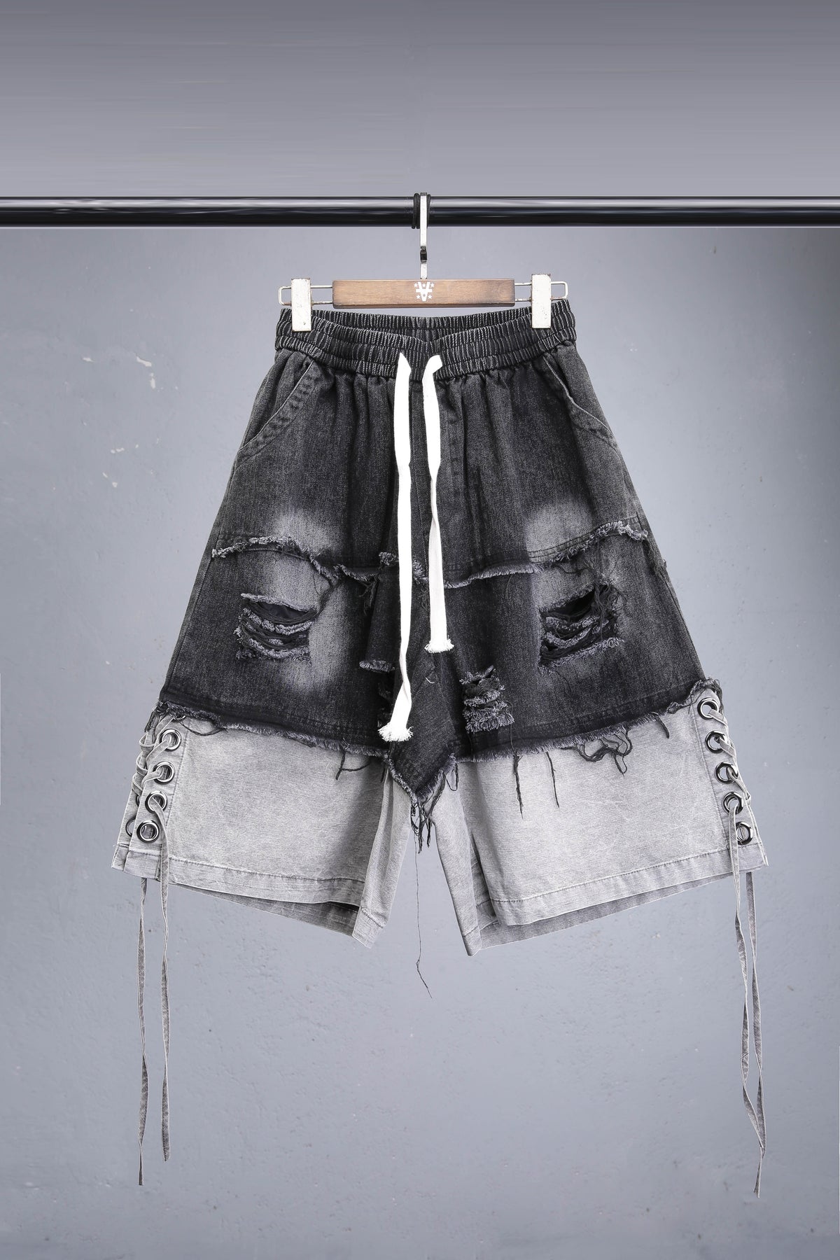 Ripped Raw-Edge Denim Shorts