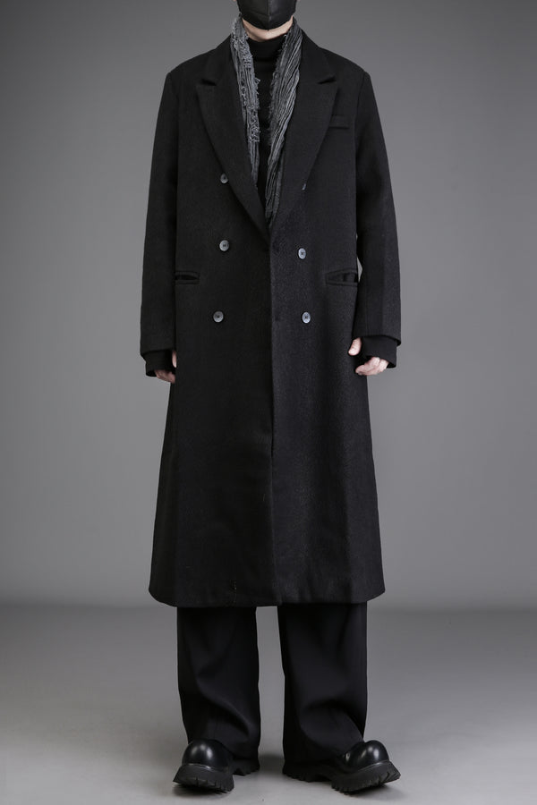 Classic British Double-Breasted Wool Blend Overcoat