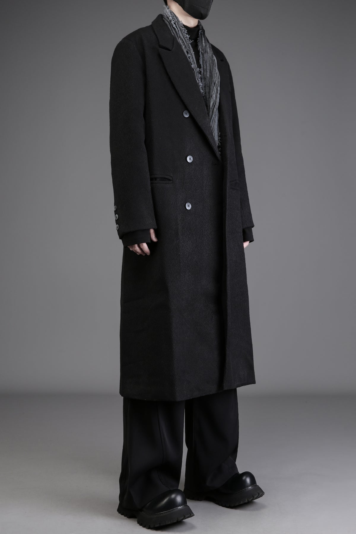 Classic British Double-Breasted Wool Blend Overcoat