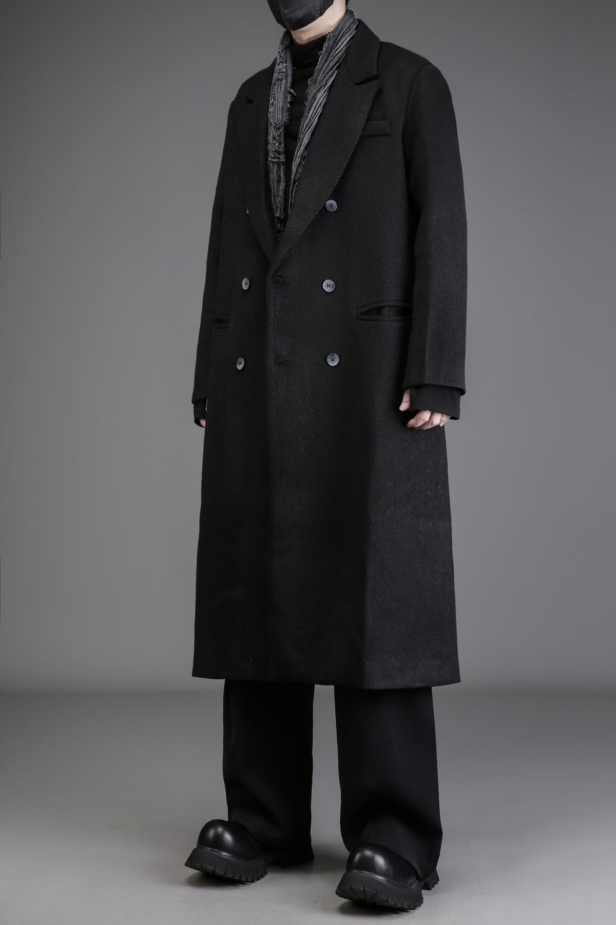 Classic British Double-Breasted Wool Blend Overcoat