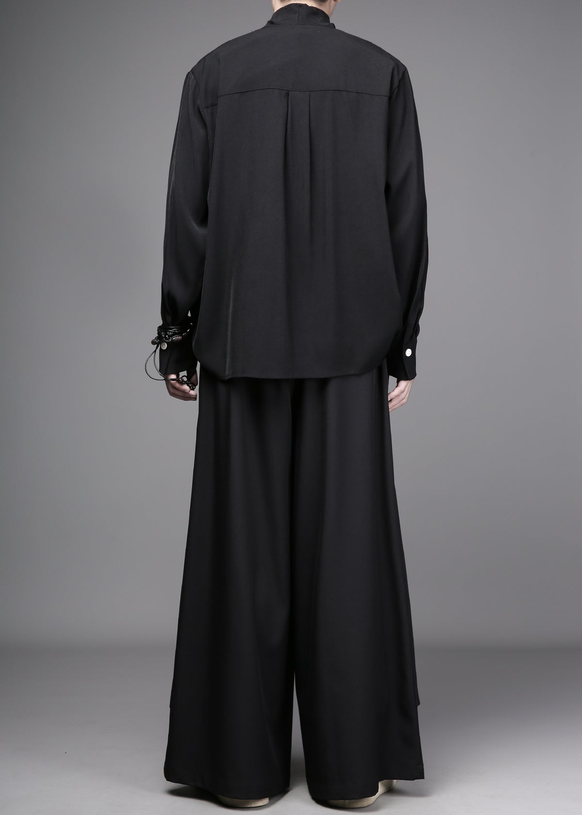 Ruched Stand-Collar Shirt