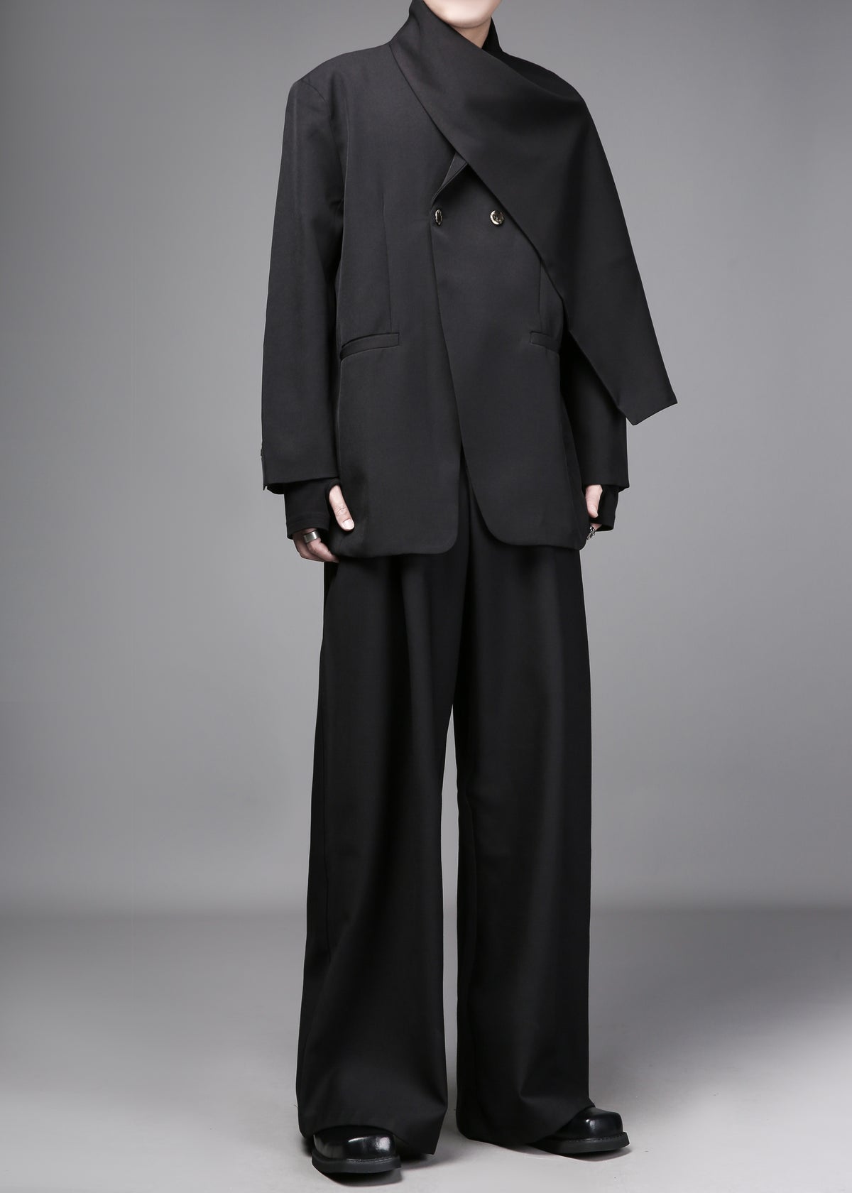 Fake-Two-Piece Scarf-Shawl Blazer
