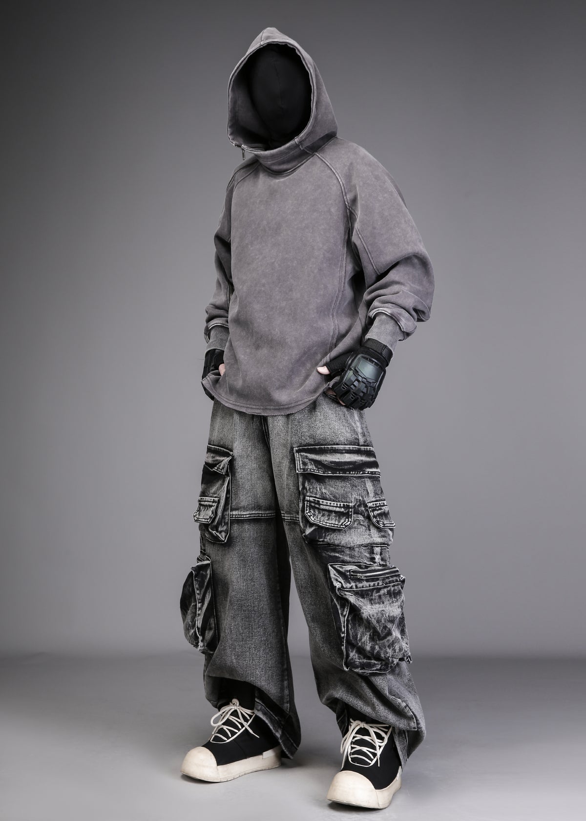 Asymmetric-Zip Hooded Sweatshirt