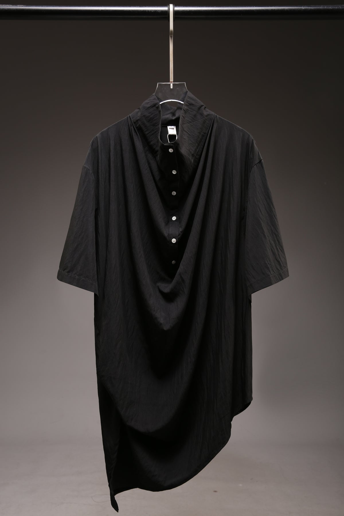 Yamamoto Stand-Collar Pleated Shirt