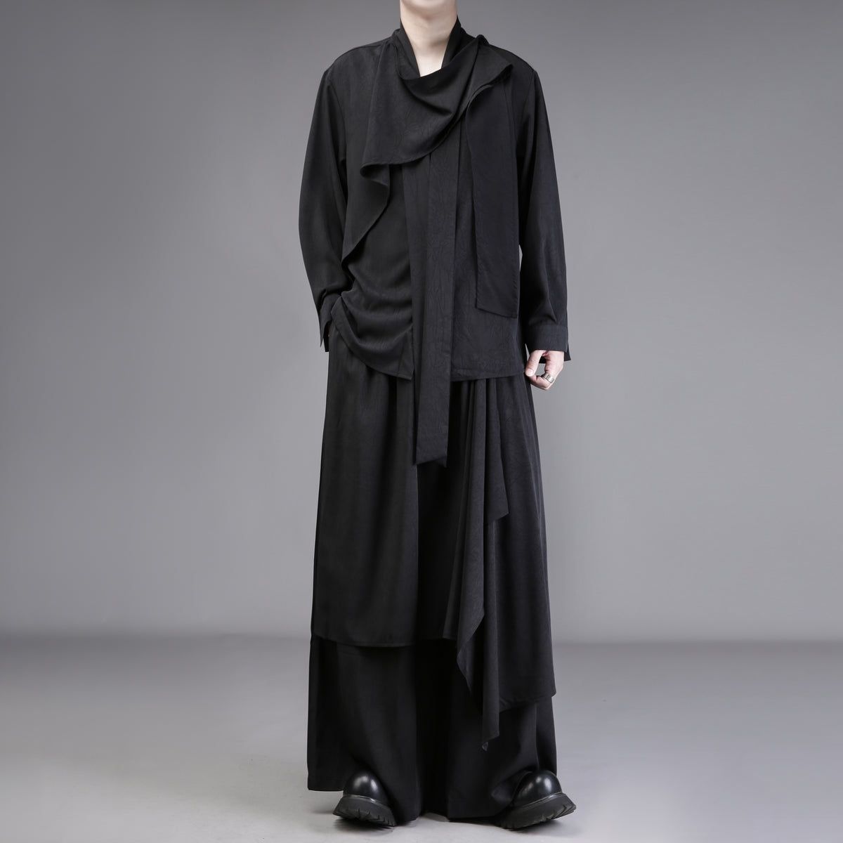 Neck Long Sleeve Shirt | Darkwear Scarf Shirt