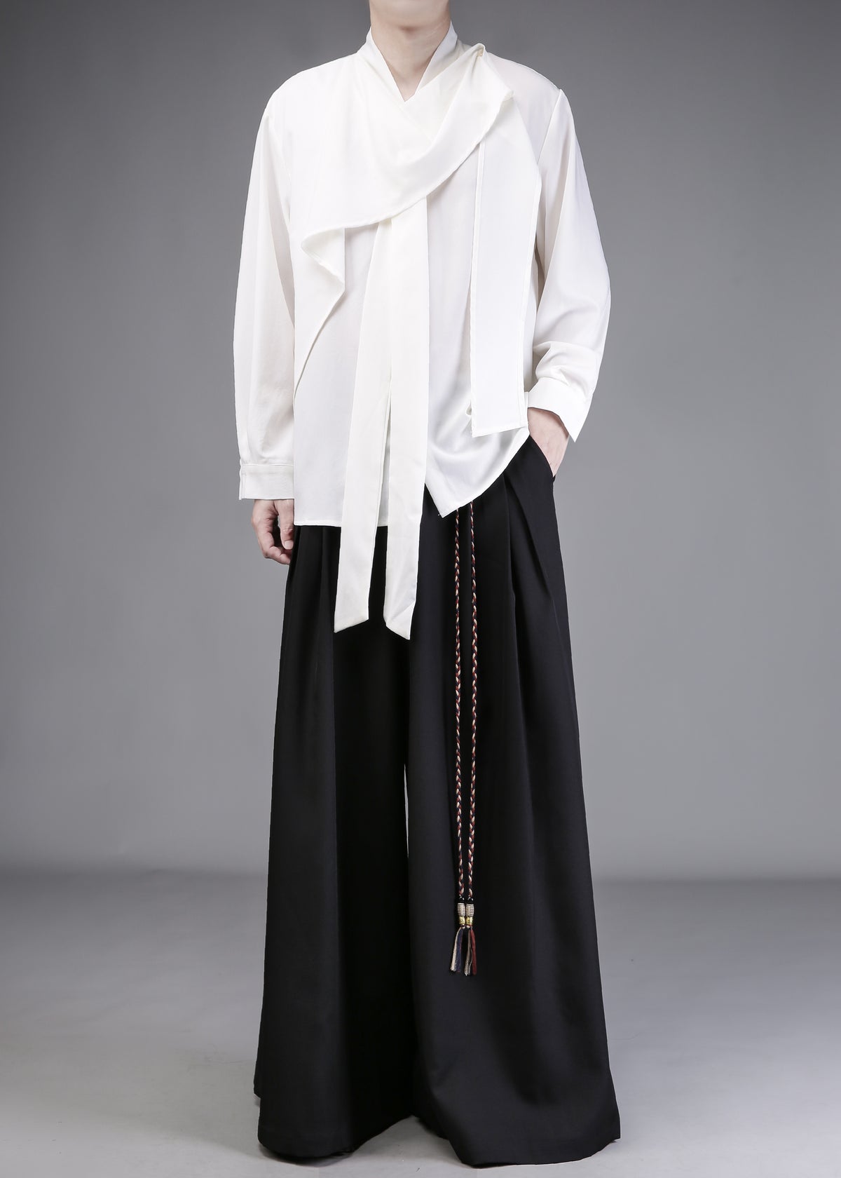 Neck Long Sleeve Shirt | Darkwear Scarf Shirt