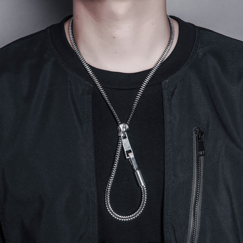 Silver Zip Chain Choker, Adjustable