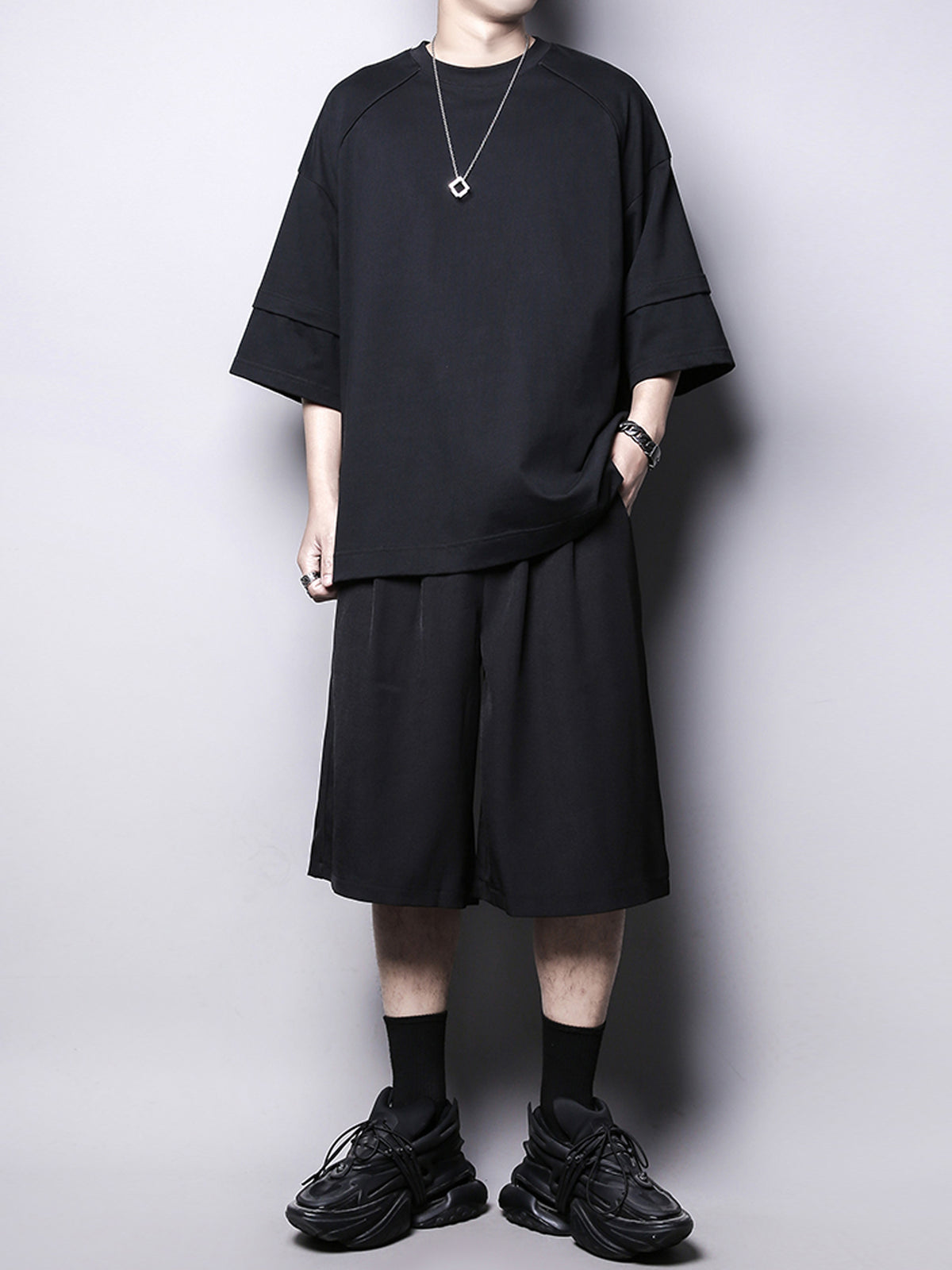 Yamamoto Fake-Two-Piece Drop-Shoulder Tee