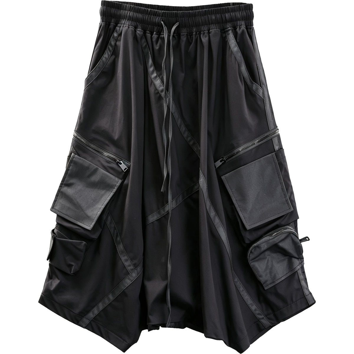Heavy-Duty Techwear Drop Crotch Cargo Shorts