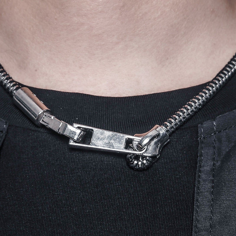 Silver Zip Chain Choker, Adjustable