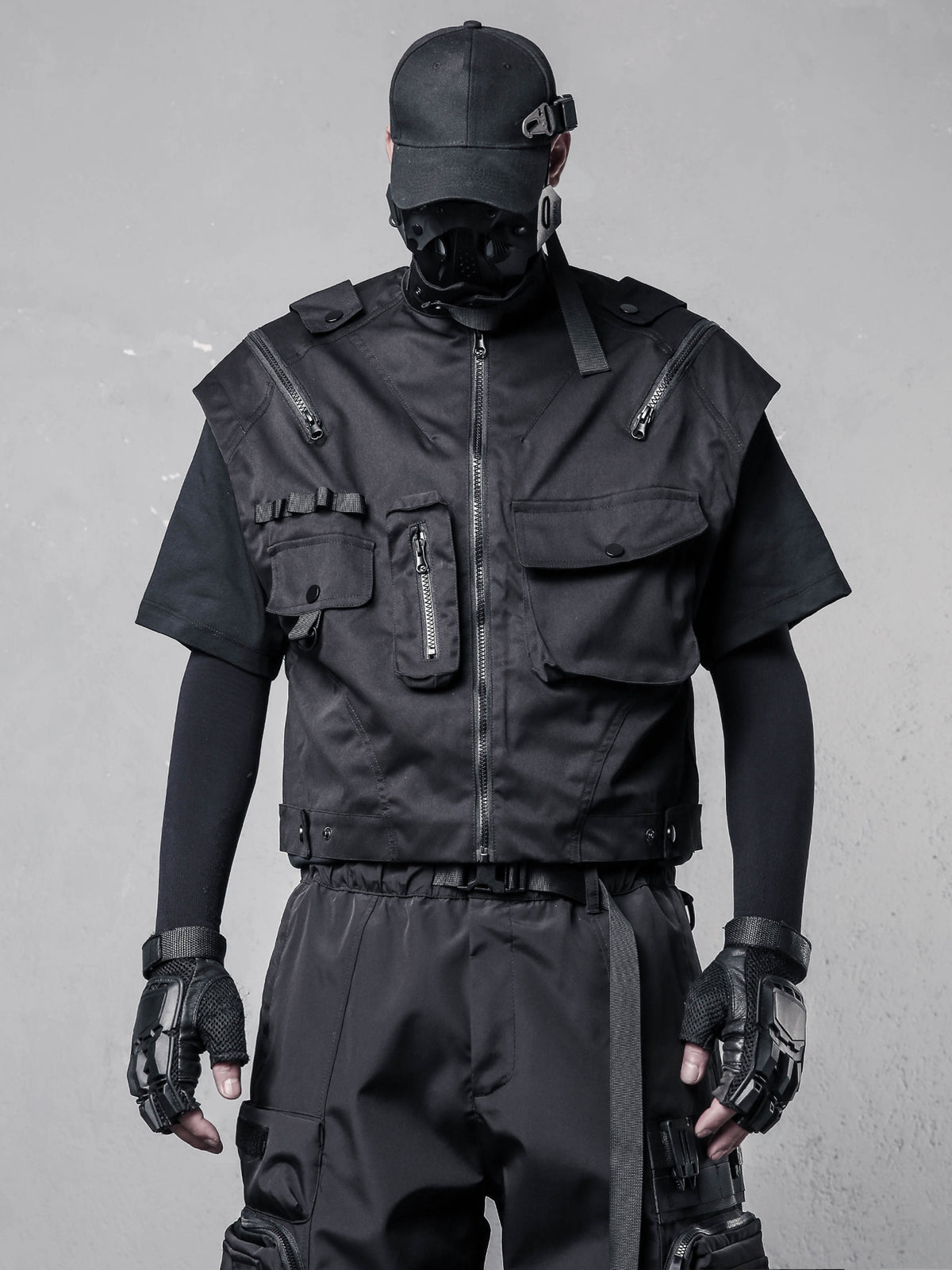 Techwear Workwear Vest, High Collar