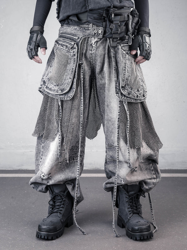 Deconstructed Vintage Wash Distressed Jeans