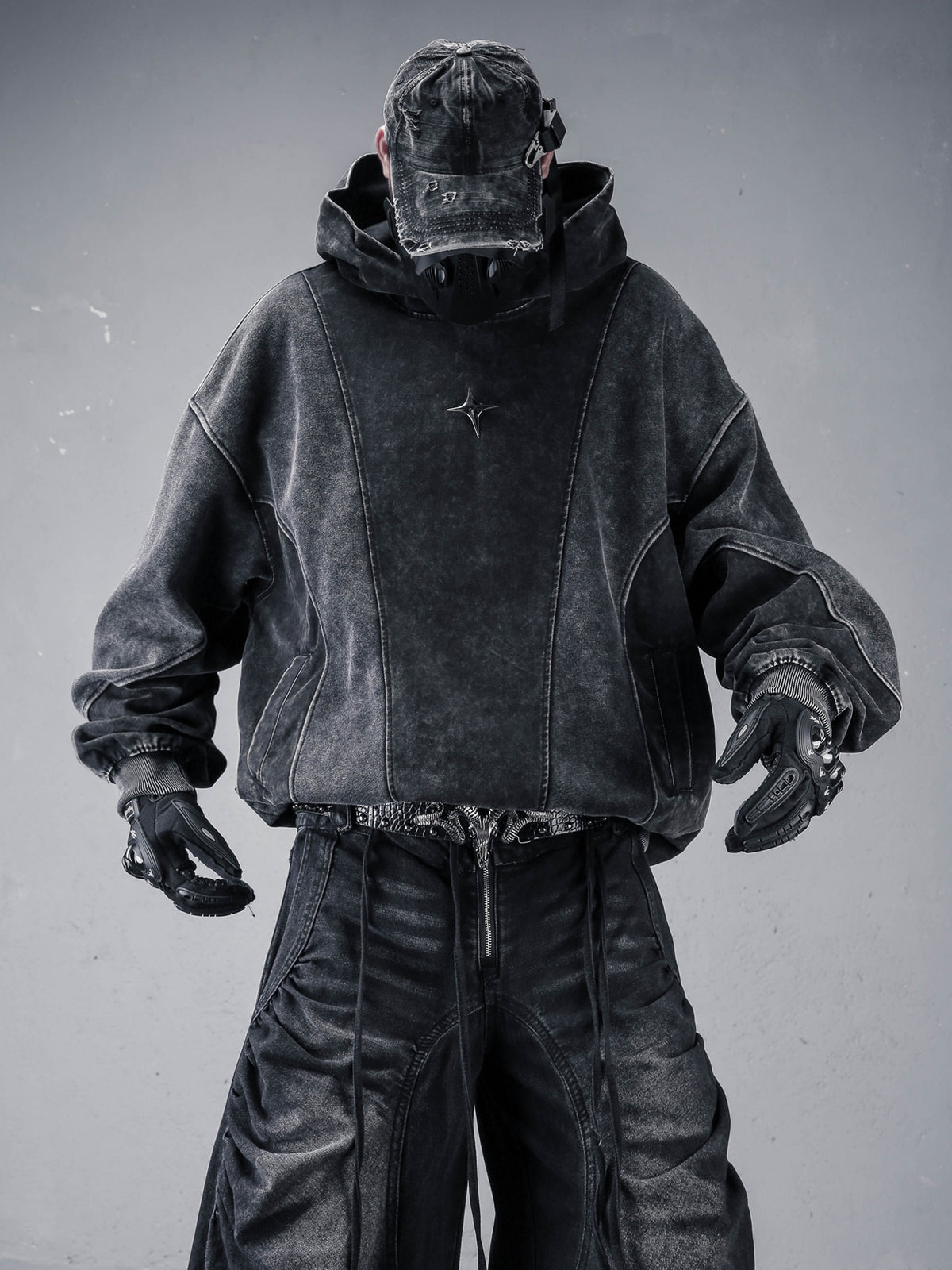 Deconstructed Patchwork Hooded Sweatshirt