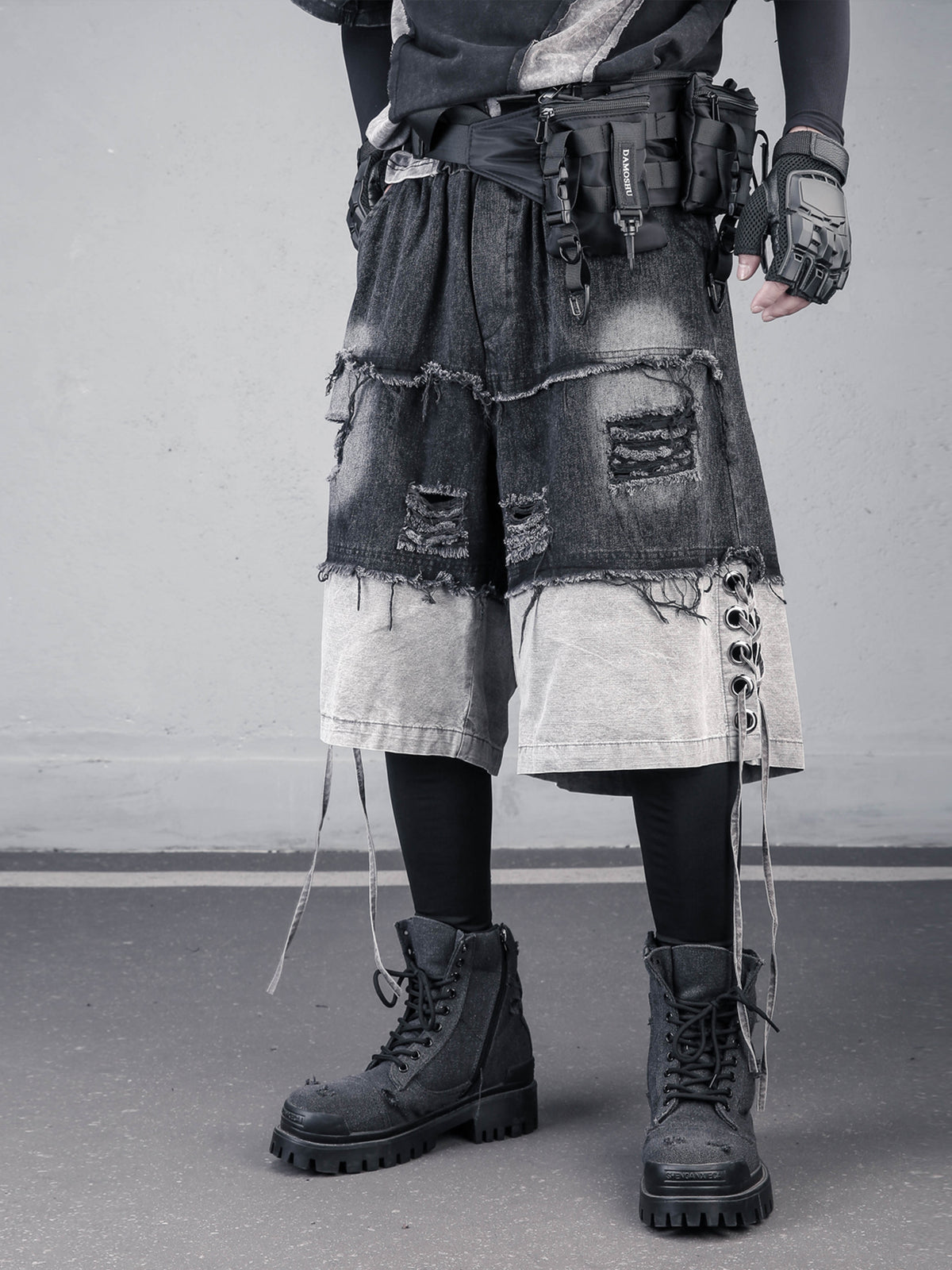 Ripped Raw-Edge Denim Shorts