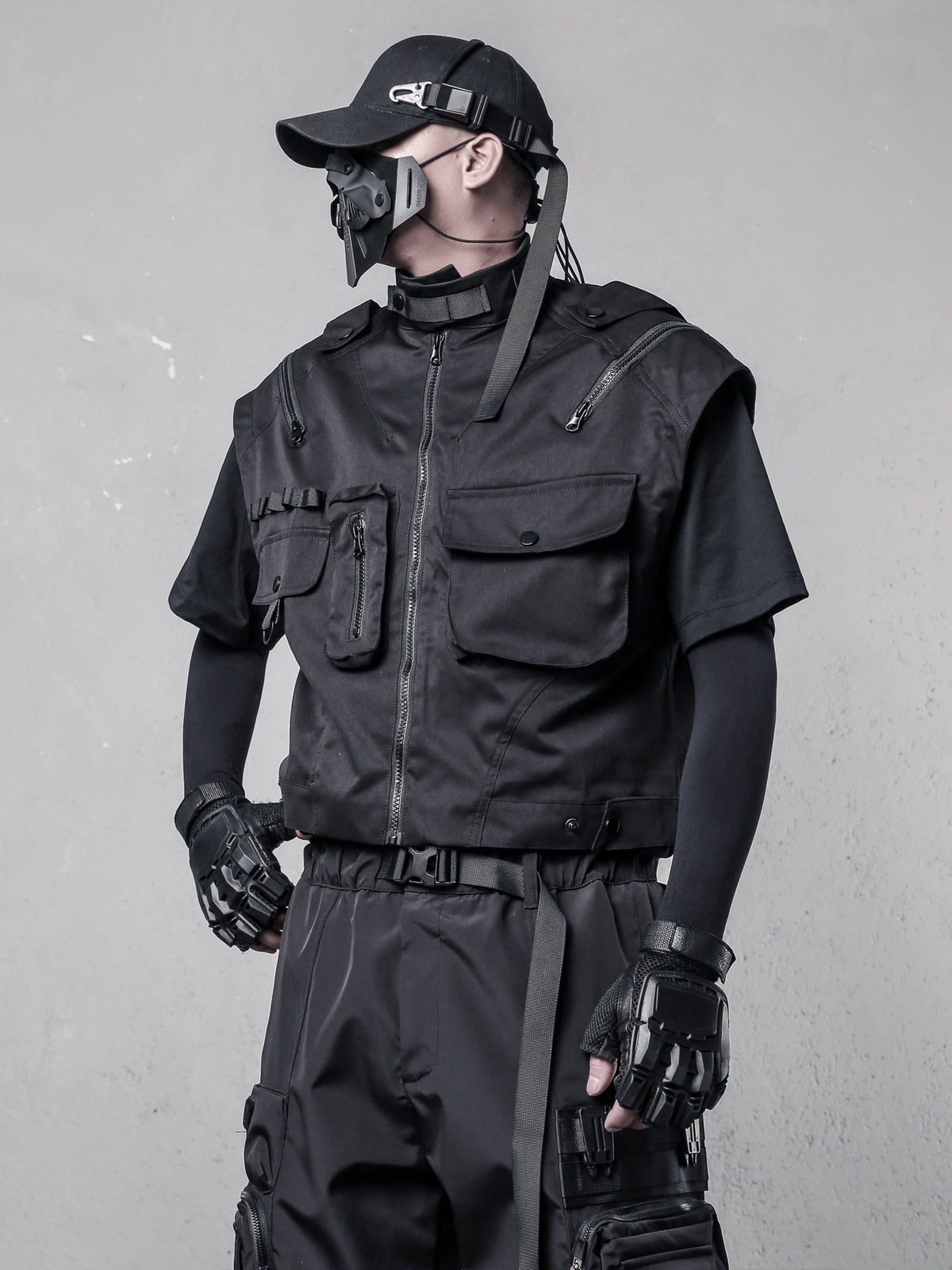 Techwear Workwear Vest, High Collar