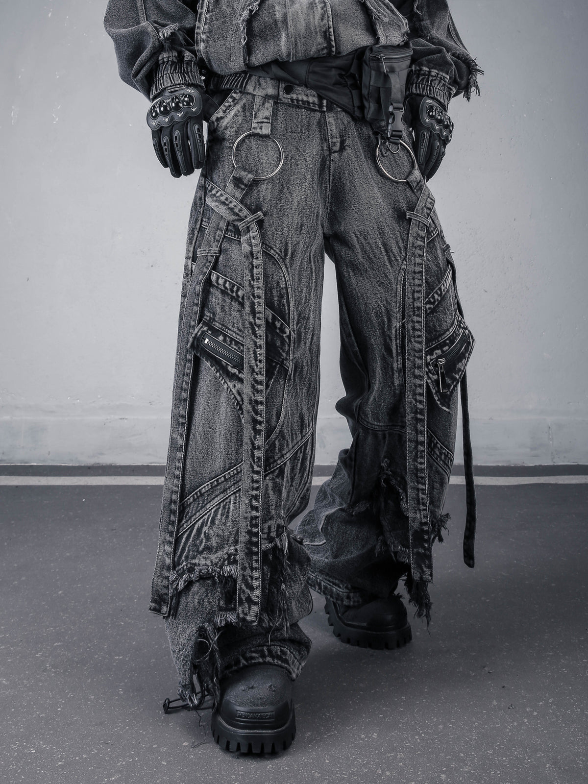 Distressed Fringe-Hem Jeans