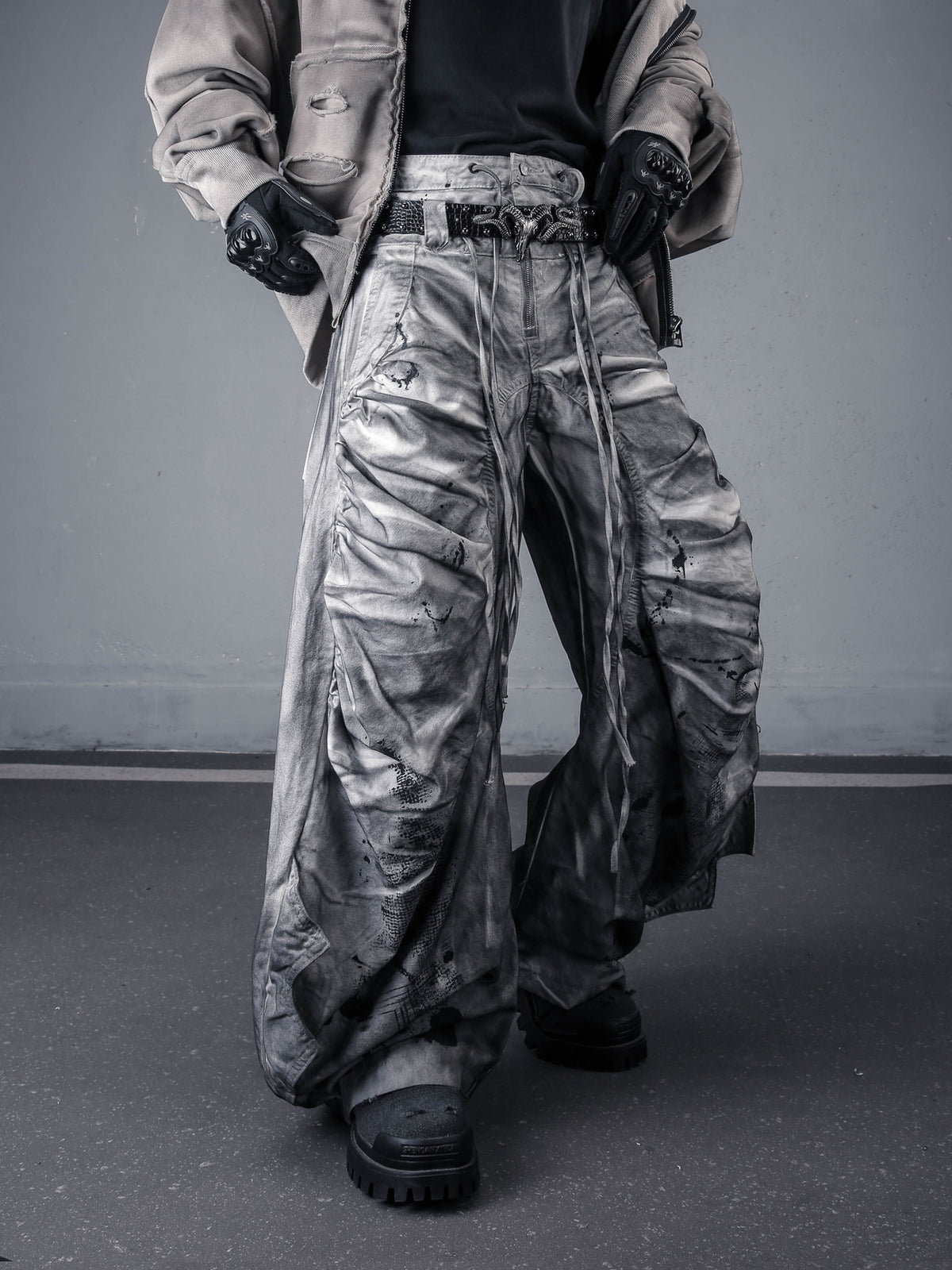 The Deconstructed Double-Waist Splatter Denim