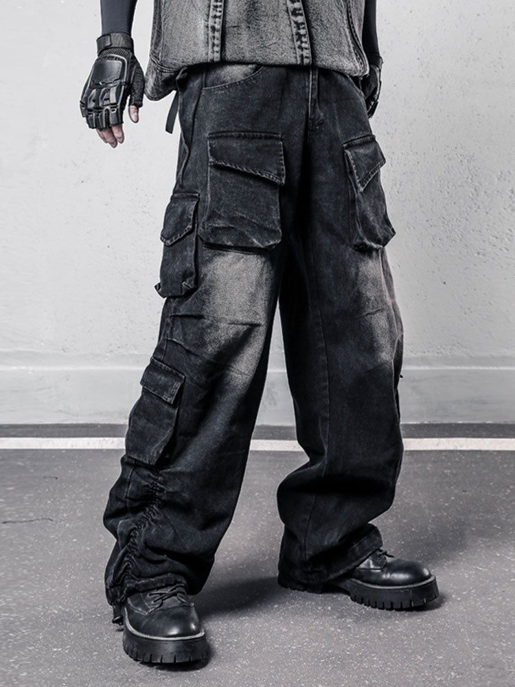 Wasteland Washed Denim Jeans - Distressed Baggy Y2K Pants