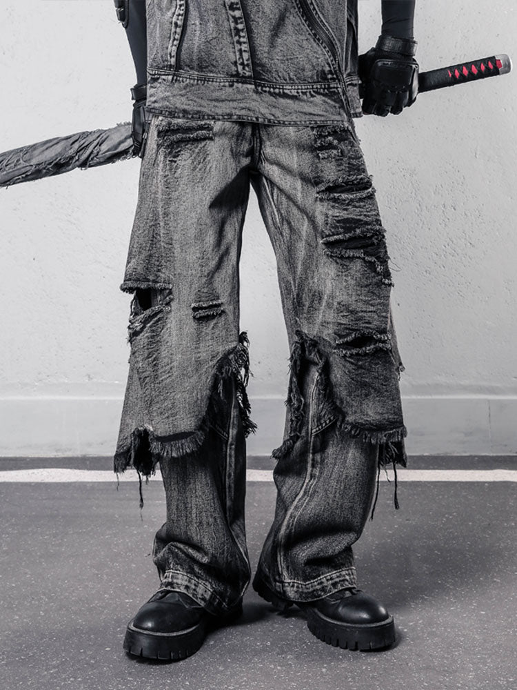 Wasteland Distressed Fake-Two-Piece Jeans