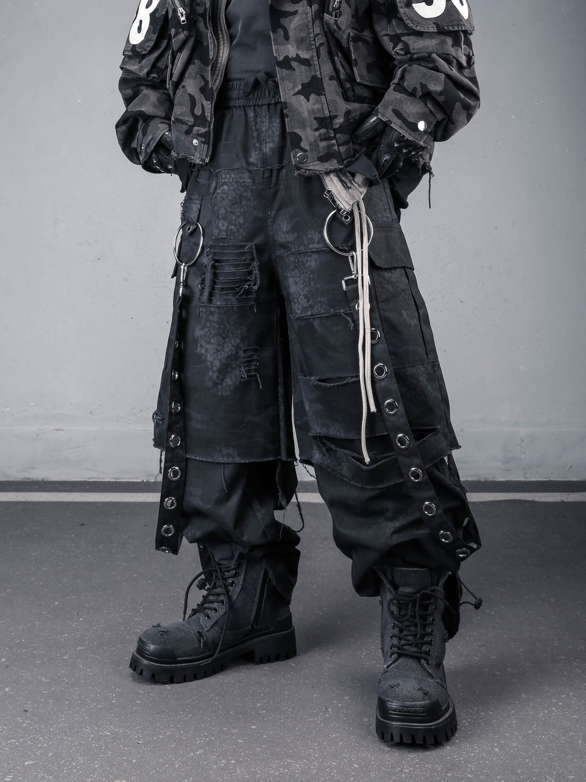 Industrial Fringe Darkwear Jeans