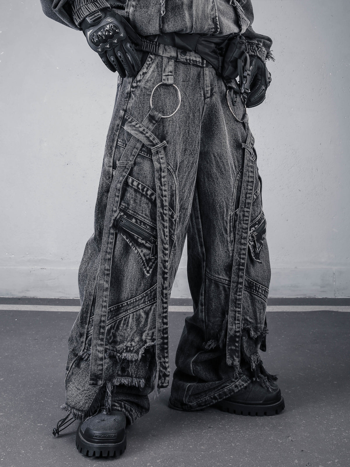 Distressed Fringe-Hem Jeans