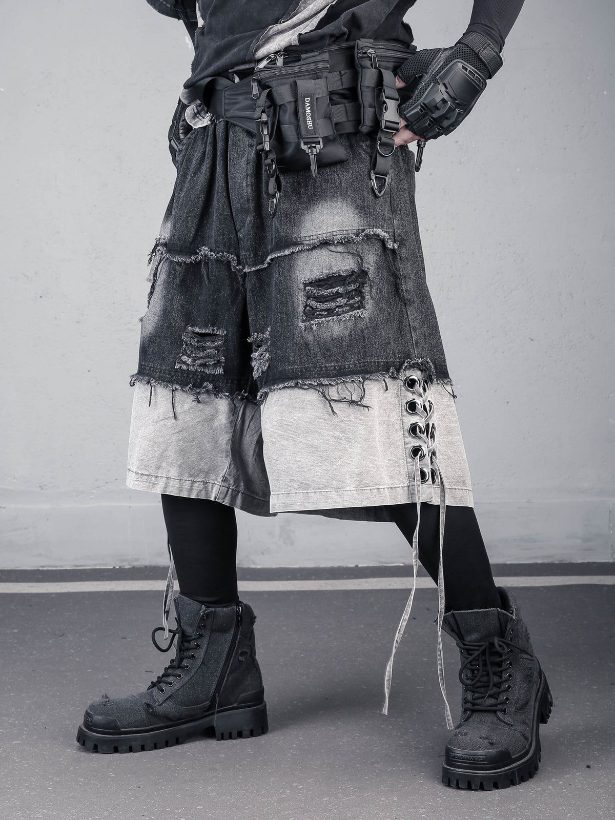 Ripped Raw-Edge Denim Shorts