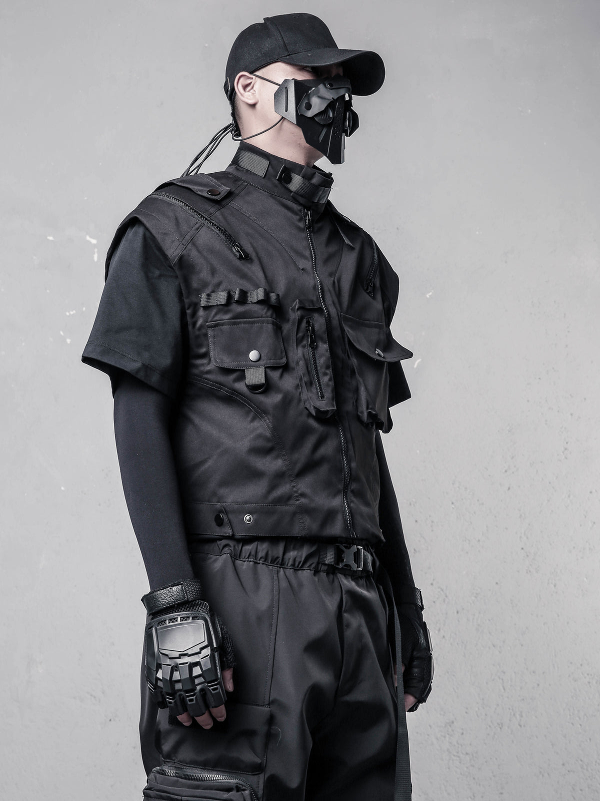 Techwear Workwear Vest, High Collar
